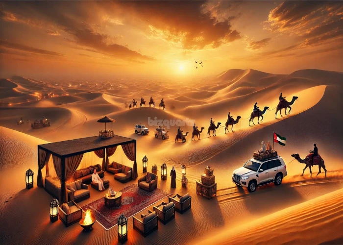 ULTRA-LUXURY DESERT SAFARI CAMP FOR SALE – FULLY EQUIPPED WITH ROOMS, LAKE, MARKET & LICENSE